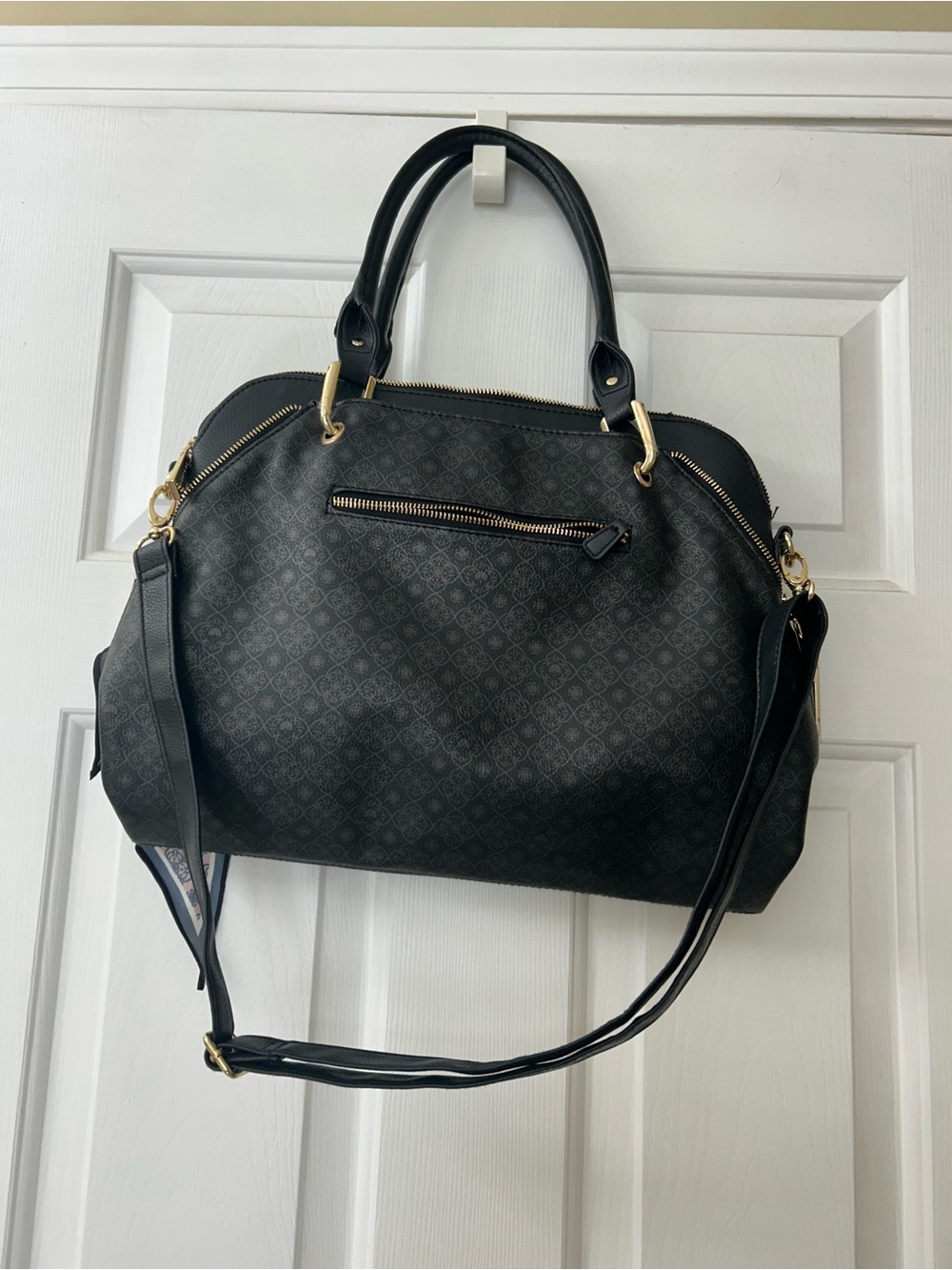 Big Buddha Black Shoulder Bag with Pink Scarf Accent - Picture 7 of 10